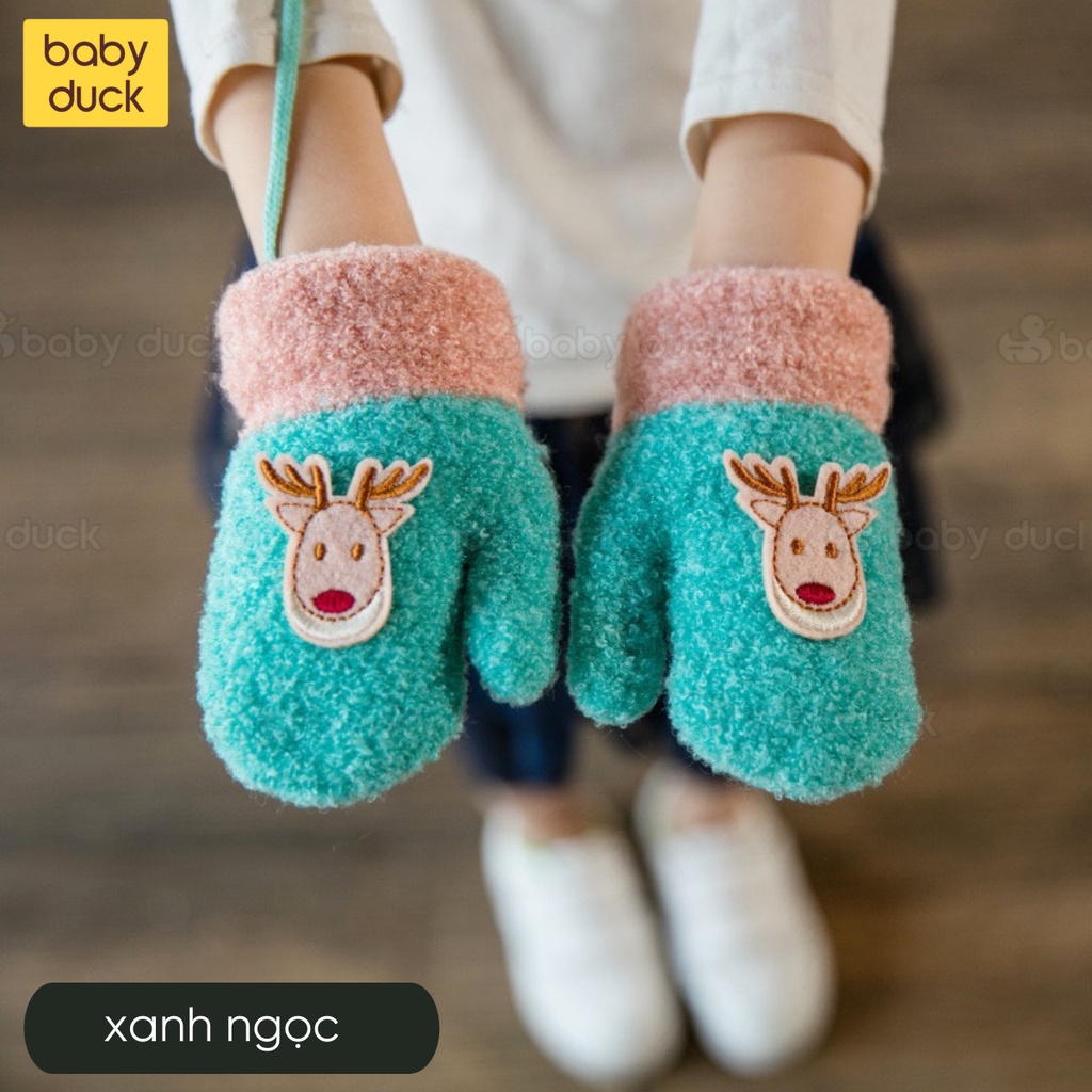Găng tay len xù cực ấm hoạ tiết noel cho bé 2-5 tuổi, bao tay trẻ em