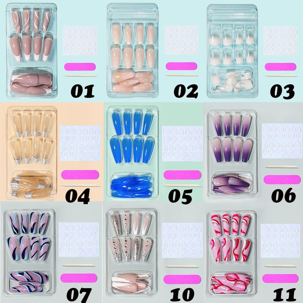 MIHAN1 Hộp 24 Móng Tay Giả Đầu Vuông Ngắn / Dài Chuyên Dụng Cho Múa Ba Lê