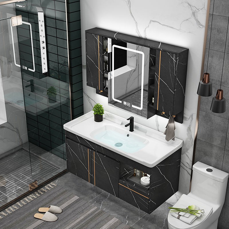 Bảng đá thông minh sang trọng nhẹ nhàng gỗ rắn phòng tắm tủ nhà vệ sinh bồn rửa mặt kết hợp | BigBuy360 - bigbuy360.vn