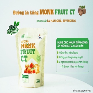 Đường ăn kiêng MONK FRUIT CT dùng cho người tiểu đường, ăn kiêng, keto, giảm cân gói 200g