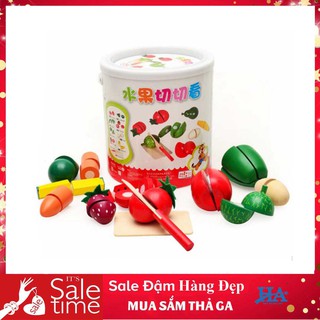 Hộp cắt hoa quả đồ chơi bằng gỗ nam châm cho bé GDCAM04