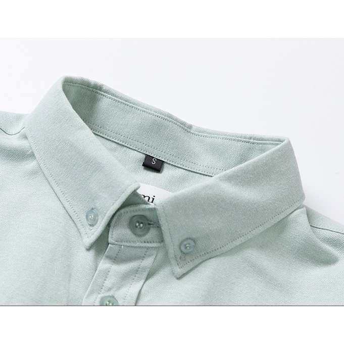 Áo Sơ Mi Oxford Tay Dài Thêu Hình Trái Tim Màu Đỏ Phong Cách Paris Mới Cho Cặp Đôi