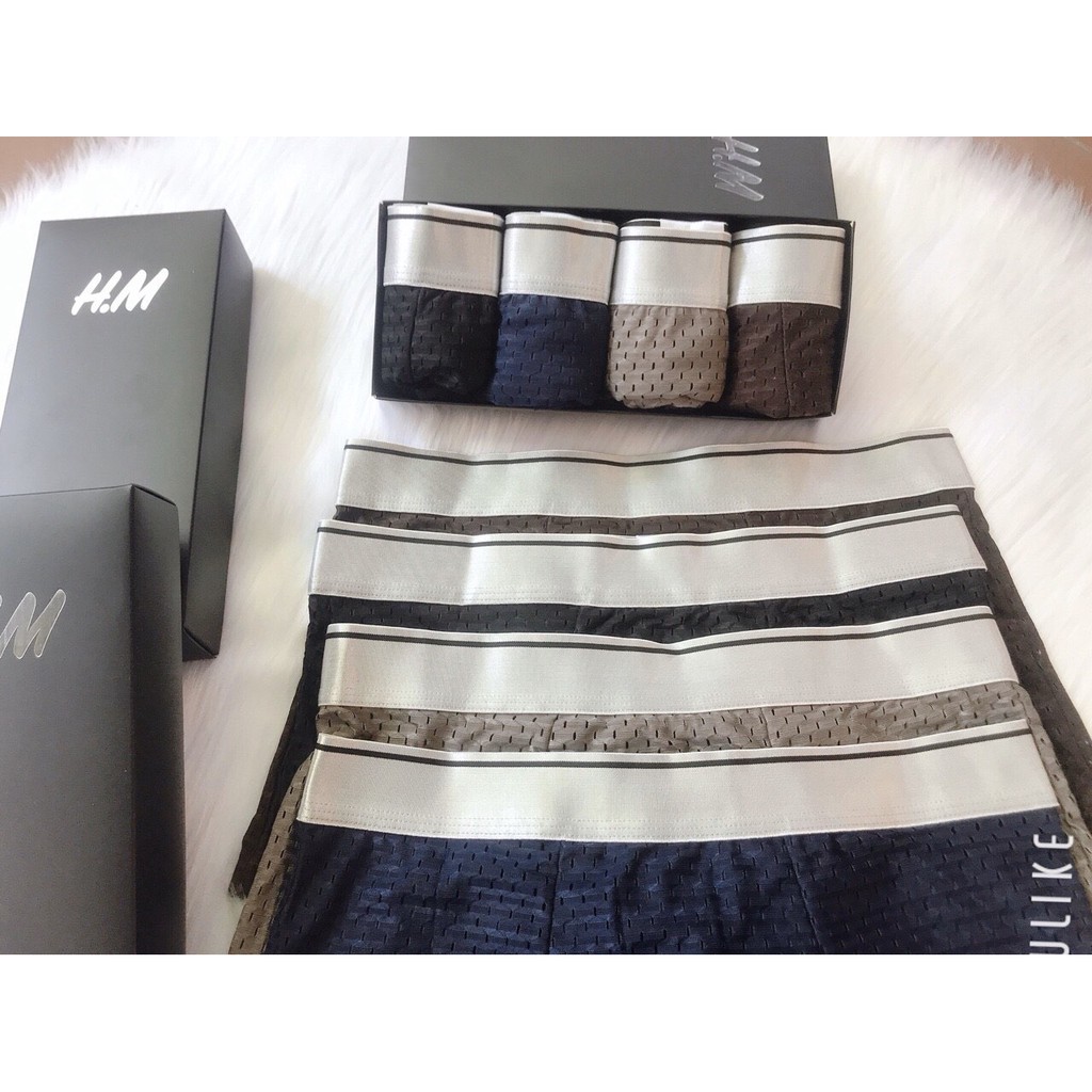 Quần lót nam Thông Hơi nhật bản, quần boxer nam Lưới HM (Hộp 4 Chiếc)