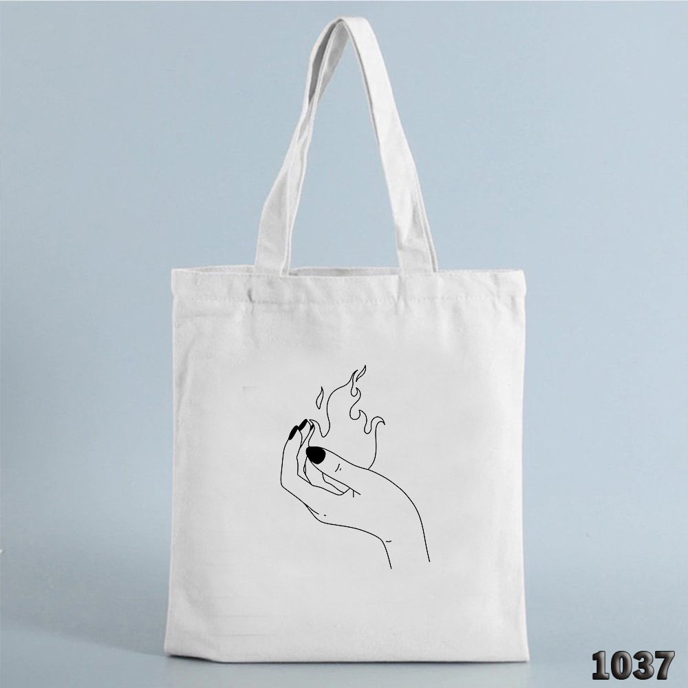 Túi Tote Trắng Chất Vải Canvas 1037 Bắt Lửa Dễ Thương Hàng Chuẩn Đẹp - Hazo