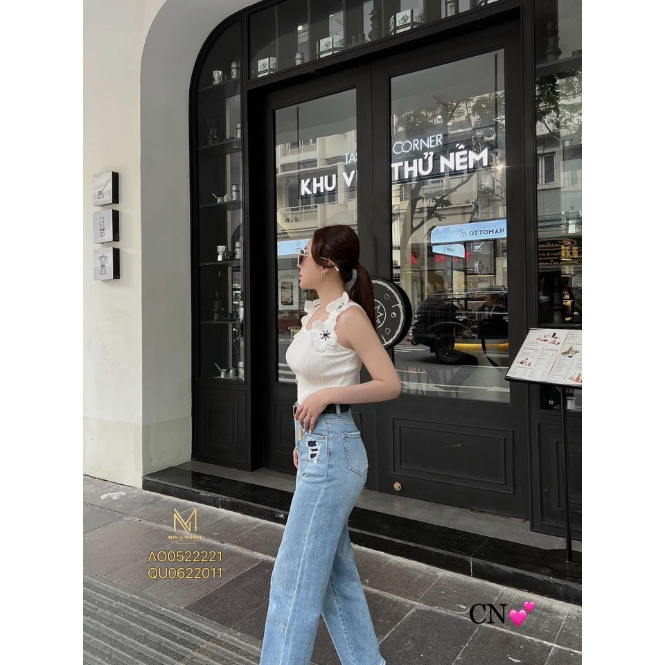 Áo 2 dây len đính hoa nổi sang chảnh