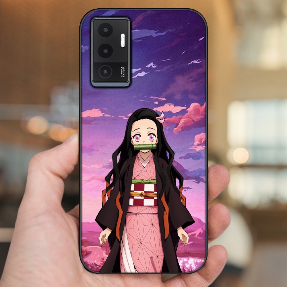 Ốp lưng Vivo V23e viền đen in hình Nezuko Kimetsu no Yaiba