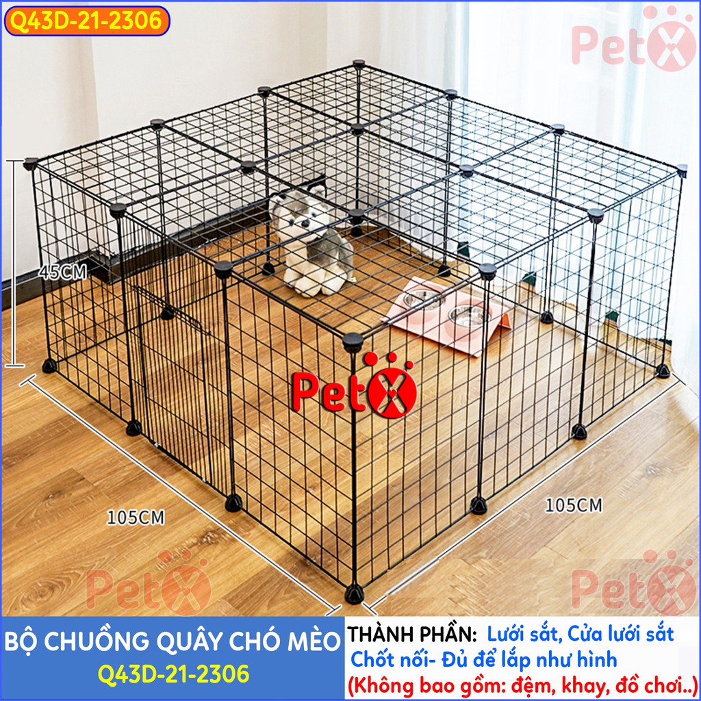 Quây chuồng chó mèo lắp ghép PetX nuôi thú cưng sơn tĩnh điện giá rẻ