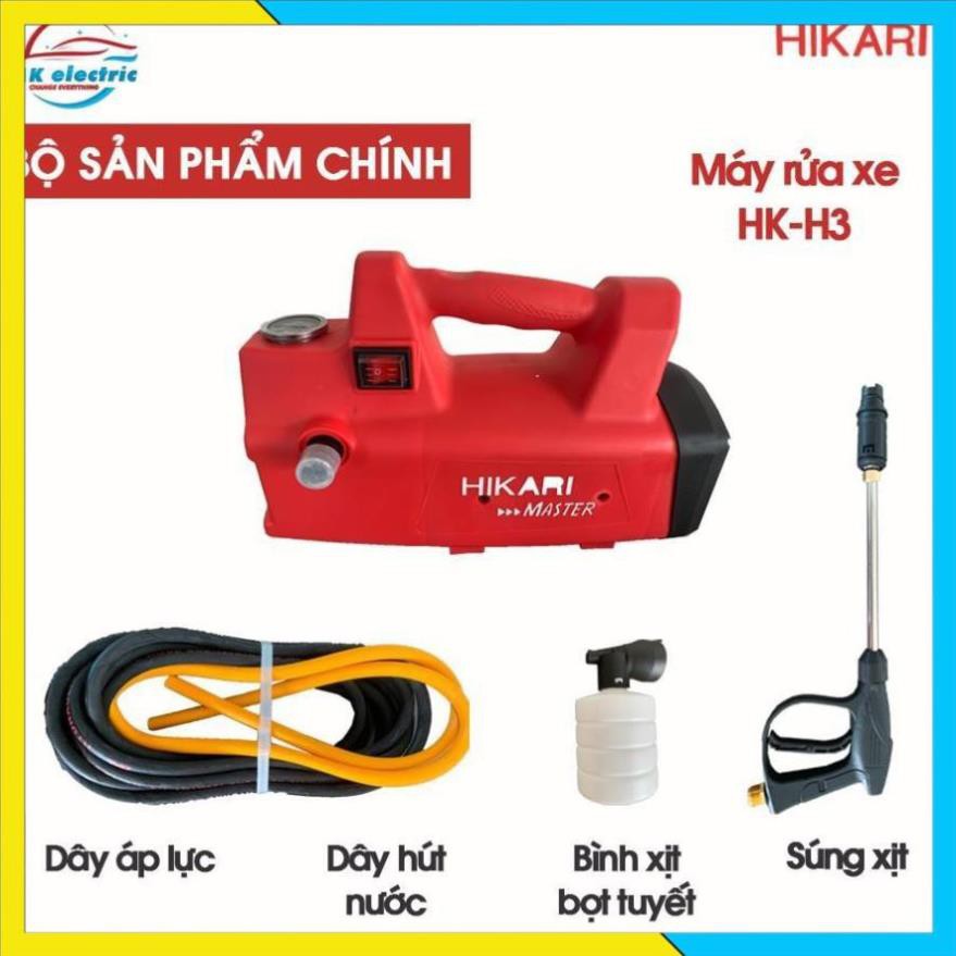 Máy rửa xe mini, Máy xịt rửa cao áp HIKARI HK-H3 - Có áp chống giật + Chống cháy [BH 24 Tháng]