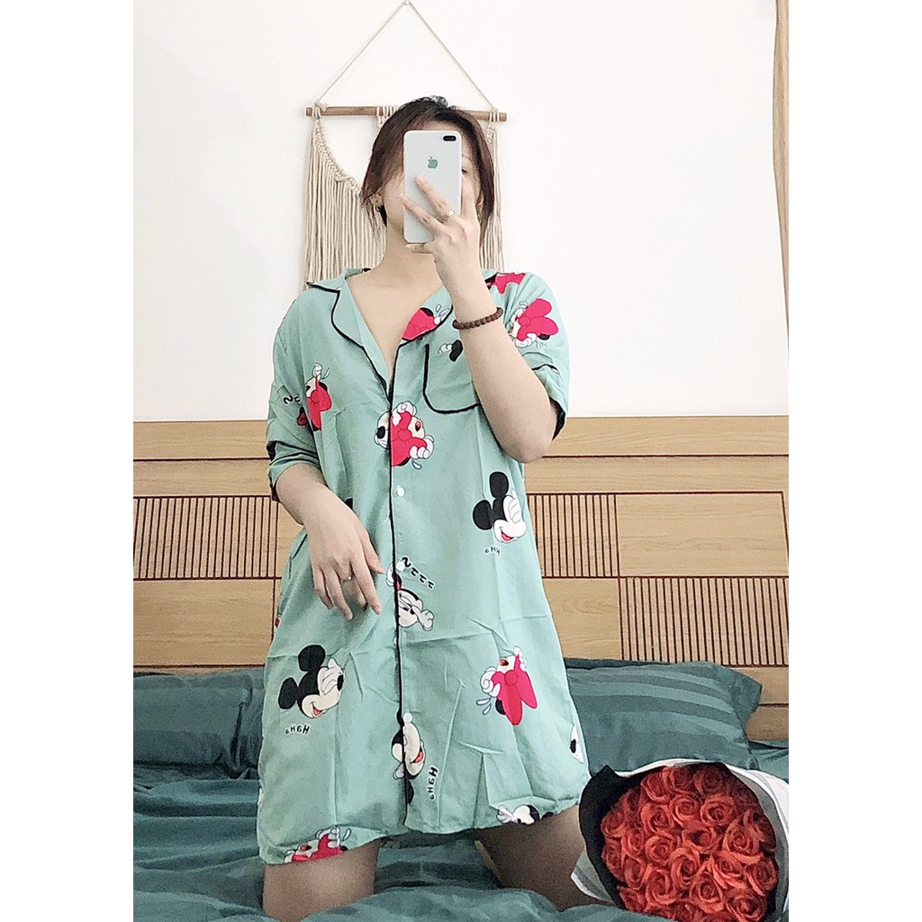 [ Hót Deal Chào Hè Chỉ Từ 49k] Đầm Ngủ Lụa Nữ Mặc Nhà Pijama Kate Thái Cao Cấp Nơ Túi Họa Tiết Dễ Thương Freesezi40-60kg