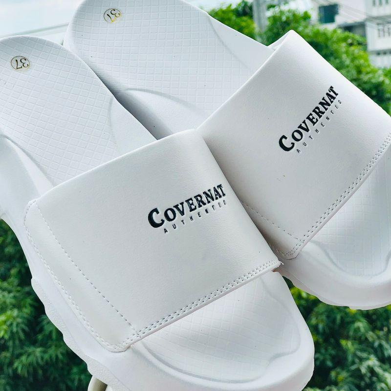 Dép 𝐂𝐎𝐕𝐄𝐑𝐍𝐀𝐓 ❤️FREESHIP + HỘP❤️ dép thể thao quai ngang nam nữ Covernat đế độn 4cm có tem mác, bao bì màu trắng