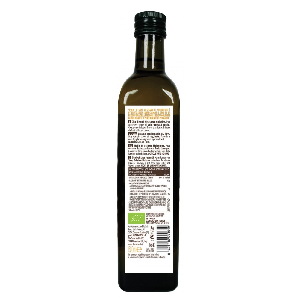 Dầu Hạt Mè Hữu Cơ Ép Thô 500ml IL Nutrimento (Probios) Organic Sesame Oil