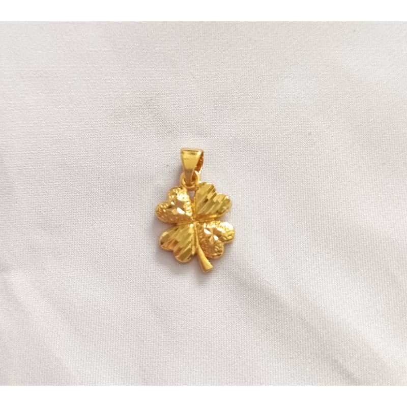 Charm cỏ r lá may mắn xi vàng cao cấp làm trang sức mặt dây chuyền, xâu vòng, xỏ DIY handmade