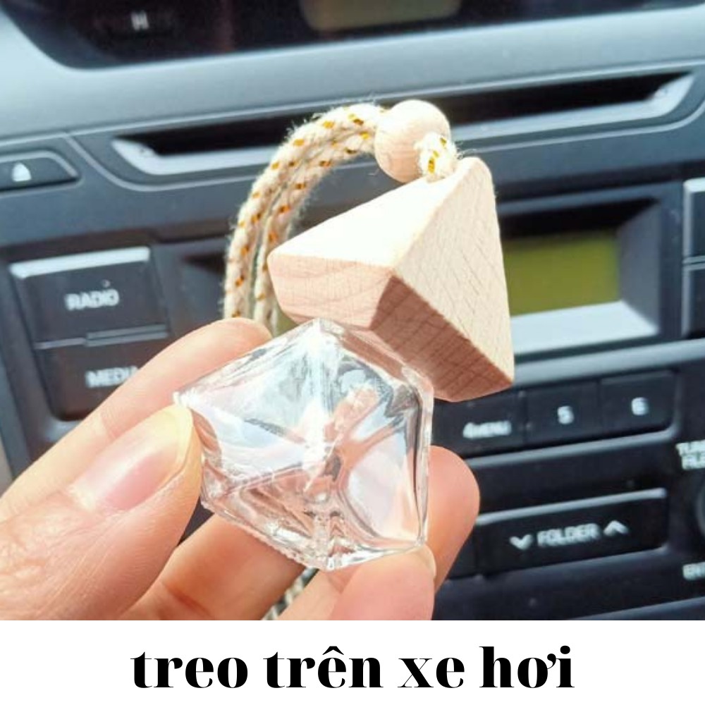 Lọ chiết đựng tinh dầu nước hoa treo xe phòng 10ml rỗng hình lục lăng kim cương lan tỏa hương thơm lâu hơn nhẹ hơn