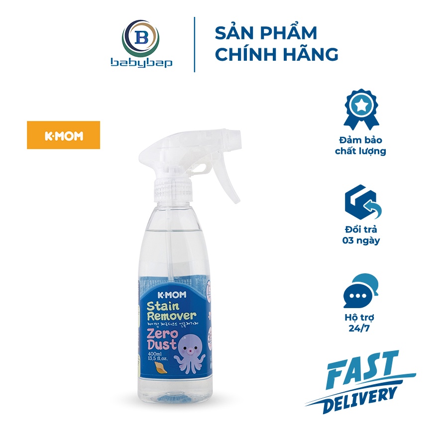 Nước Tẩy Vết Bẩn Quần Áo Zero Dust K-Mom Hàn Quốc Thân Thiện Với Môi Trường 400ml