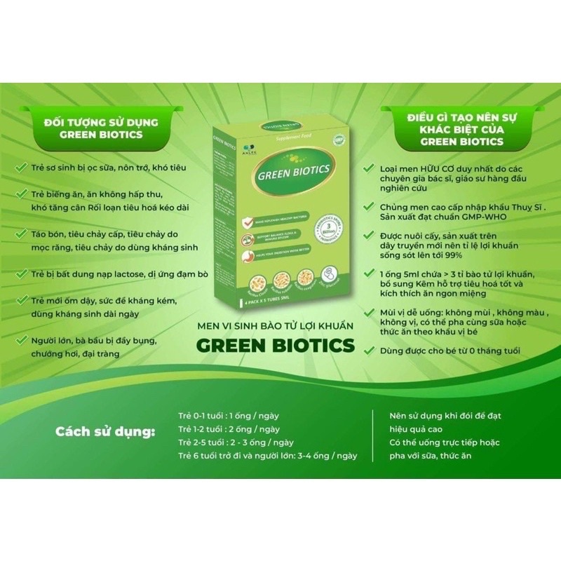 Bộ đôi Green Biotics & Enzym Kids - Men Bào Tử Lợi Khuẩn, Hỗ Trợ Tiêu Hóa Giúp Bé Ăn Ngon