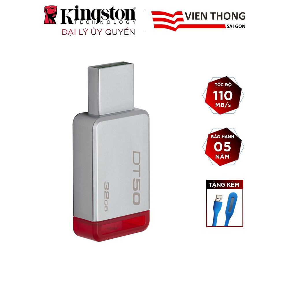 USB 3.0 Kingston DT50 32GB tốc độ upto 110MB/s tặng Đèn LED cổng USB