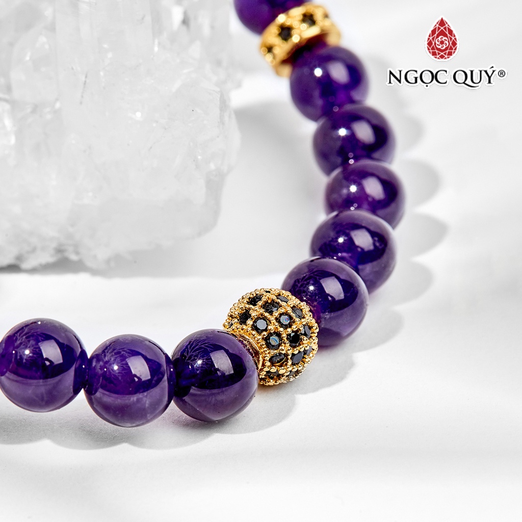 Vòng tay TA tím phối charm đính đá - Ngọc Quý