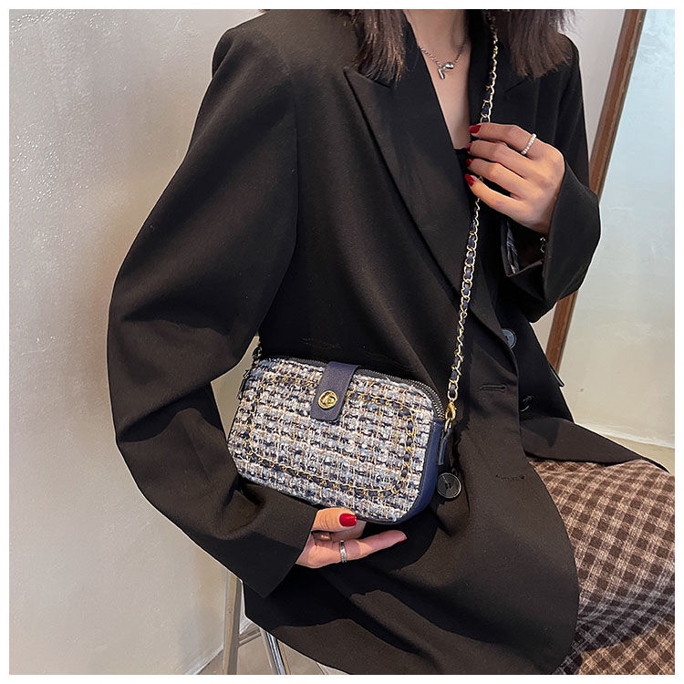 Túi Xách Đeo Vai Chất Liệu Vải Tweed Mềm Mại Phong Cách Cổ Điển Thời Trang Cho Nữ