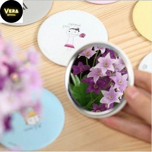 Gương trang điểm mini siêu cute, Gương cầm tay bỏ túi Hàn Quốc tiện lợi viền kim loại_G01