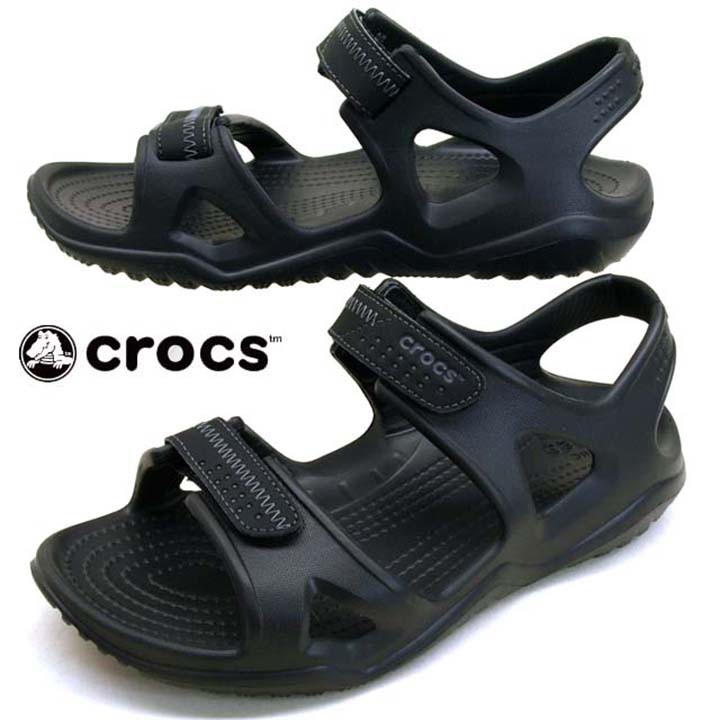 Giày sandal nhựa chống hôi chân -Croslite-Swiftwater-river cho nam màu đen