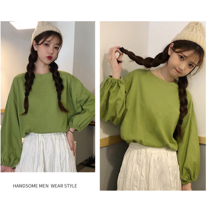 SUXI Áo thun nữ tay dài kiểu Hàn Quốc