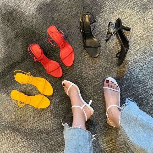 Sandal Cao Gót Quai Sườn Nhỏ Mã Mới 2020 (Gót Tròn) (Form nhỏ đi tăng siz)