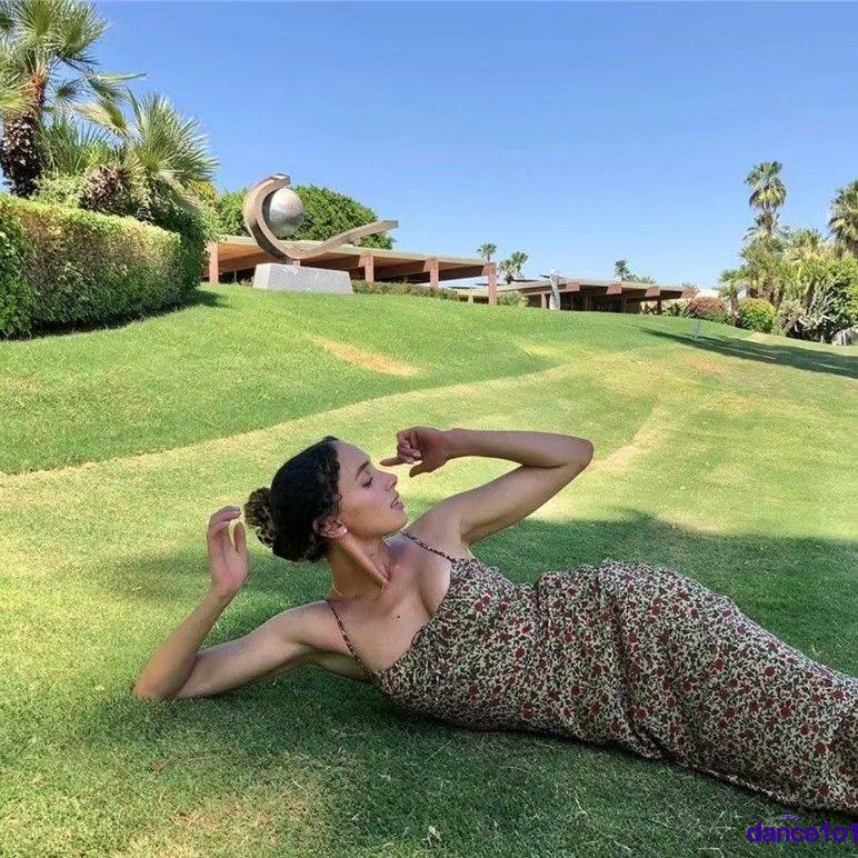 Đầm Dài Cổ Chữ U Buộc Dây Thời Trang Mùa Hè Cho Nữ Vũ Công1O1-