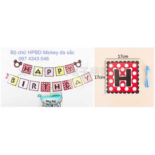 Dây chữ Sinh nhật happy birthday hình mickey đa sắc