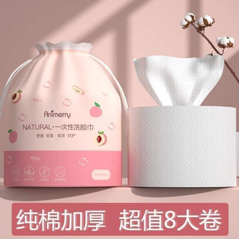 Khăn Mặt khô dùng 1 lần khăn tấy trang đa năng lau khô lau ướt Animerry cuộn 30-45c