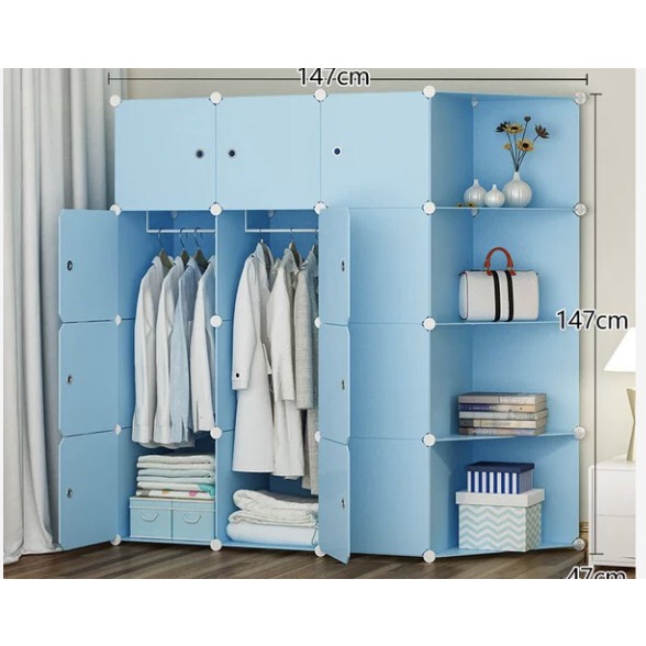 TỦ NHỰA GHÉP 12 Ô VÀ 4 KỆ GÓC ĐỂ QUẦN ÁO THÔNG MINH