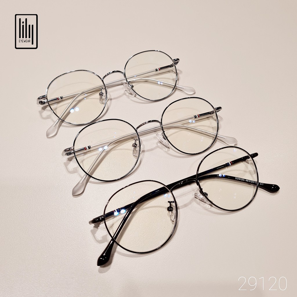 Gọng kính kim loại mắt tròn Lilyeyewear 29120 màu sắc thời trang càng kính nhẹ nhàng thoải mái