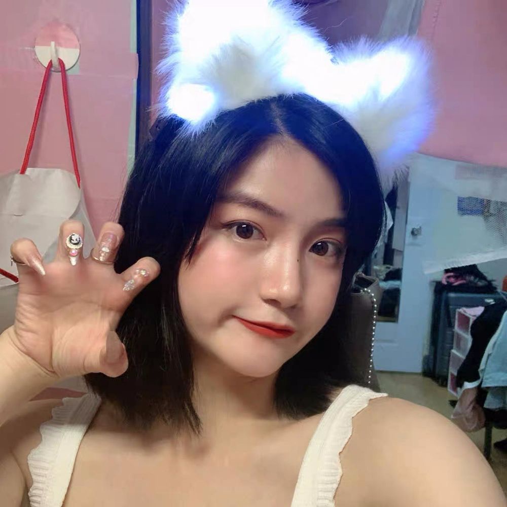Băng đô cài tóc hình tai mèo bằng lông nhung phát sáng dễ thương phong cách lolita Hàn Quốc dành cho nữ