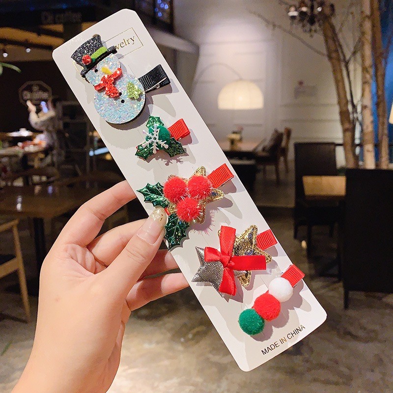 Set 5 kẹp Noel nhiều màu sắc cho bé mùa giáng sinh