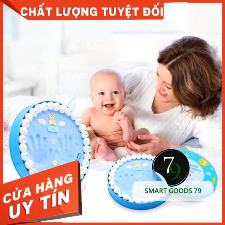 [ Chính Hãng ] [Freeship 204] Bộ khung hộp in dấu vân chân tay chân cho bé sơ sinh lưu dữ kỷ niệm bằng đất sét