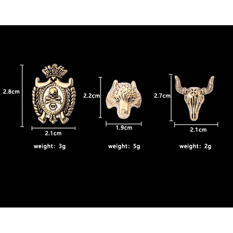 EFAN Trâm Cài Áo Hình Đầu Sói Phong Cách Vintage Cho Nam