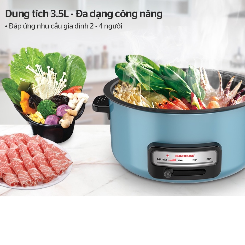 Nồi lẩu điện Sunhouse SHD4527 dung tích 3,5L bảo hành chính hãng 12 tháng