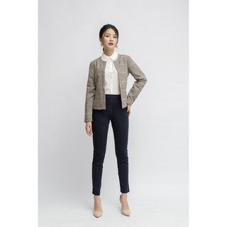 Áo Blazer kẻ nâu đỏ Zenic