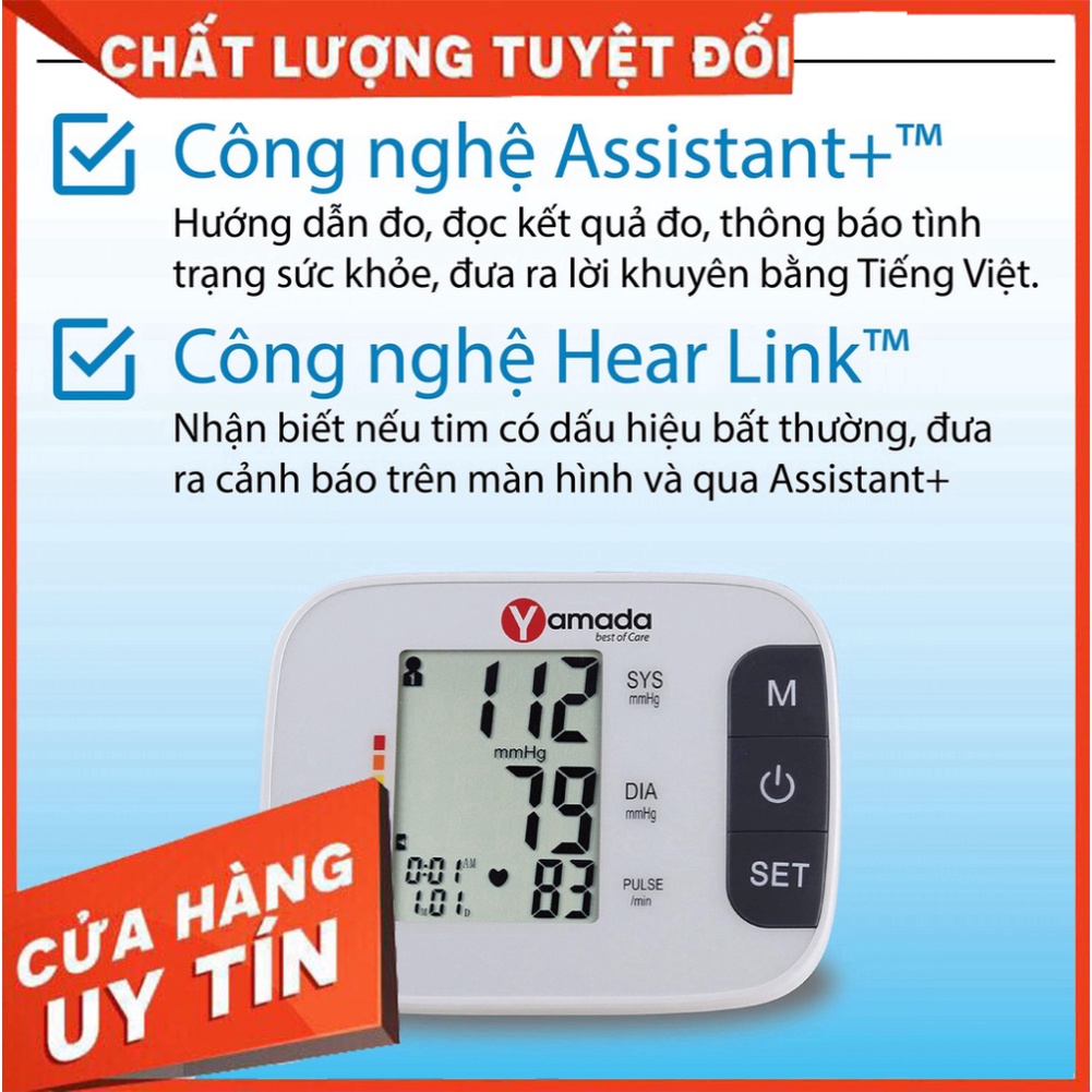 GIÁ RẺ NHẤT Máy đo huyết áp điện tử Yamada – giọng nói Tiếng Việt thông minh, cảnh báo nhịp tim không đều Heart GIÁ RẺ N