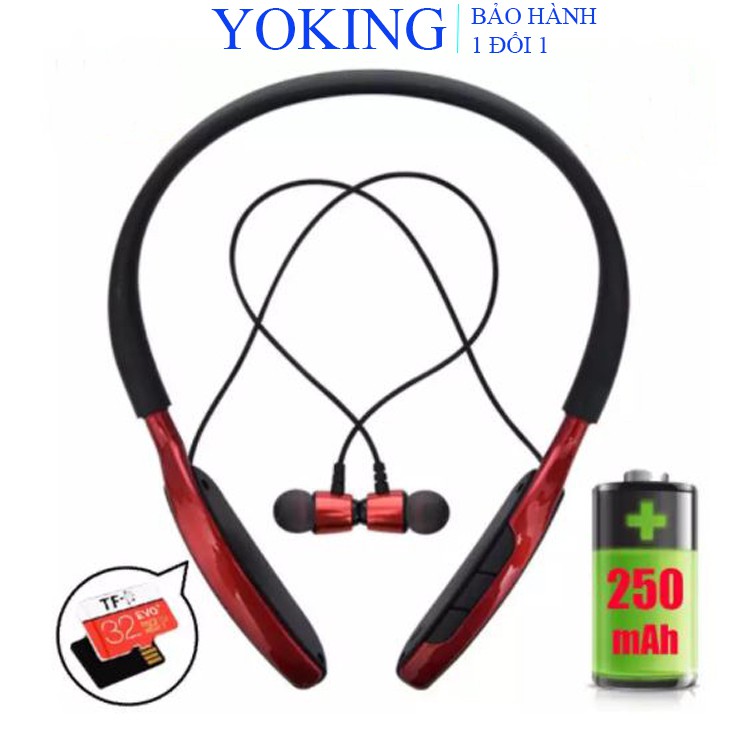 Tai nghe bleutooth thể thao Yoking D01 nghe nhạc 24h liên tục, hỗ trợ thẻ nhớ 32g, âm thanh HD