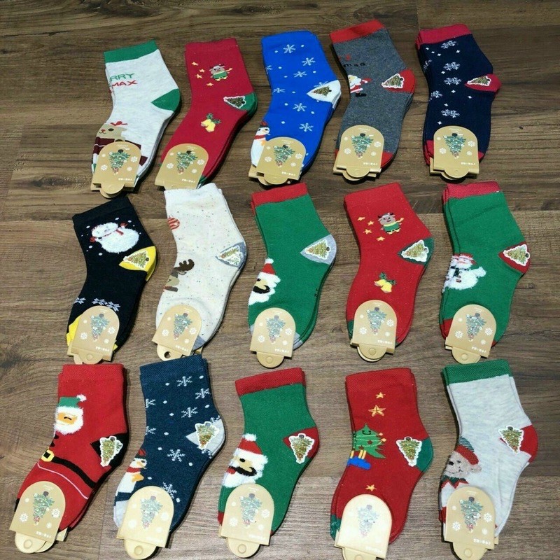 Combo 10 đôi tất noel cổ cao, vớ noel cao cổ cho bé trai, gái với họa tiết siêu đáng yêu size 1-12 tuổi