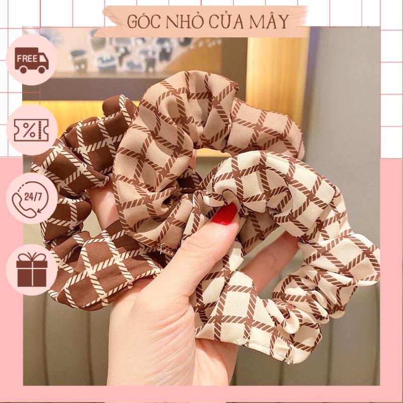 Dây buộc tóc sunchies tone màu trà sữa phong cách Hàn quốc cho bạn gái GNCM