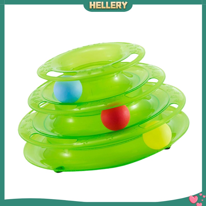 [HelleryVN] Khay Bóng Đồ Chơi Ba Tầng Màu Xanh Lá Cây Thông Minh Cho Mèo Cưng