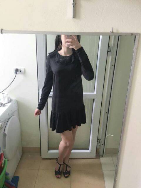 Đầm thun cotton đen, hàng thùng korea