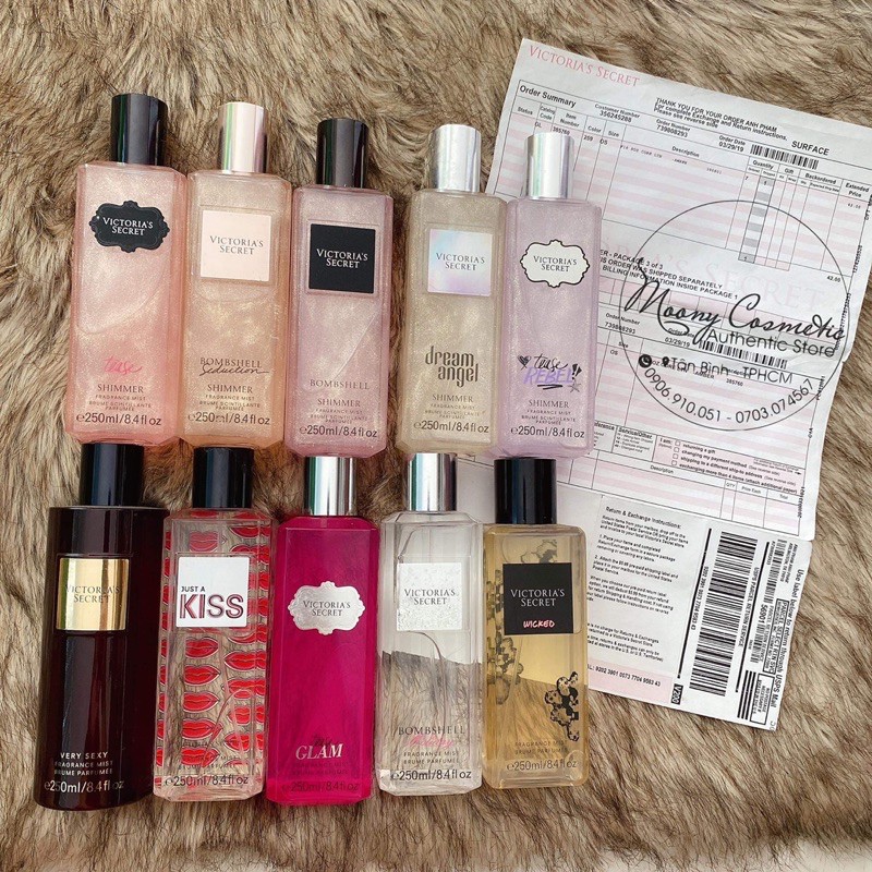 Xịt thơm toàn thân - Body Mist nhà Victoria's Secret dòng nước hoa cao cấp nhũ250ml Very sexy/Bombshell/Tease