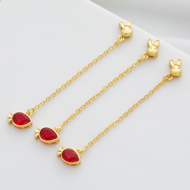 Dây Chuyền Màu Vàng Kim Mặt Đá Kim Cương Màu Vàng Đồng Hình Thỏ Con Bảo Vệ An Toàn Làm Trang Sức Vòng Tay Dây Chuyền An Toàn diy
