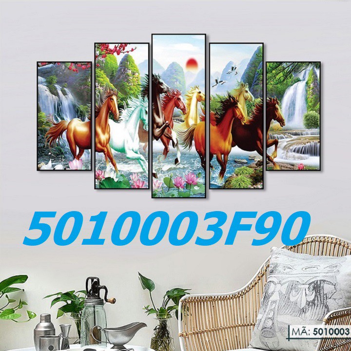5 Tấm Tranh treo tường Bát Mã Truy Phong trang trí phòng ngủ khách làm việc 5010003P90