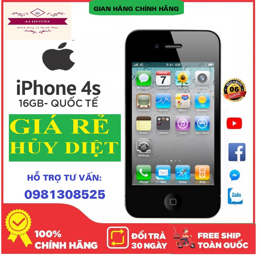 Điện thoại iPhone 4s phiên bản quốc tế chính hãng Apple. Tải sẵn ứng dụng | BigBuy360 - bigbuy360.vn