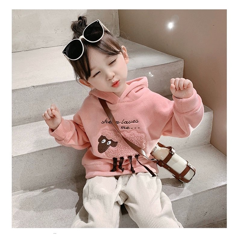 Áo Hoodie Nỉ Lông Dày Ấm Cho Bé Gái 14-25Kg - Hàng Quảng Châu Cao Cấp