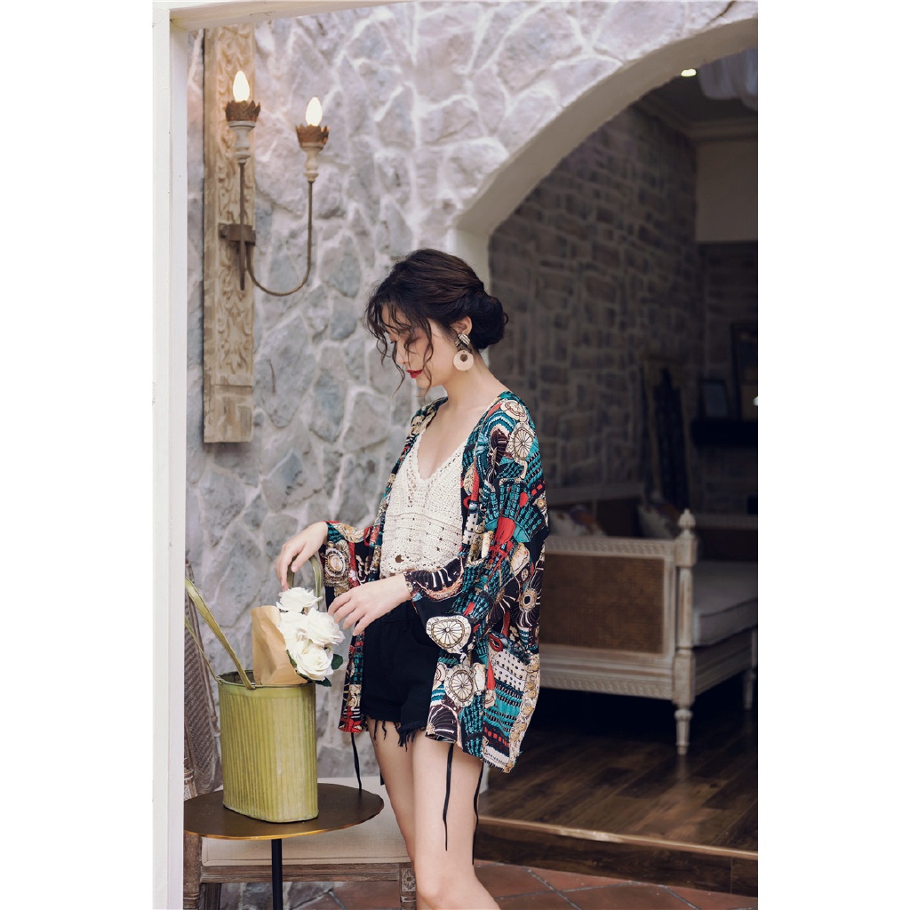 Áo khoác kimono tay dài in họa tiết phong cách Bohemian thời trang đi biển cho nữ
 | BigBuy360 - bigbuy360.vn