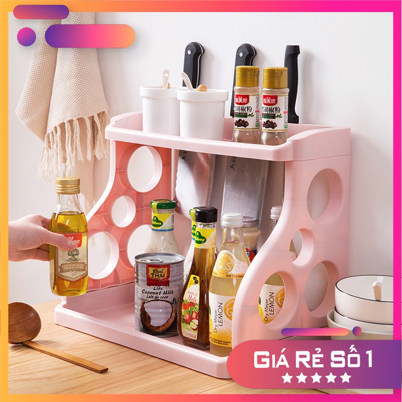Kệ gia vị 2 tầng đựng vật dụng nhà bếp tiện dụng